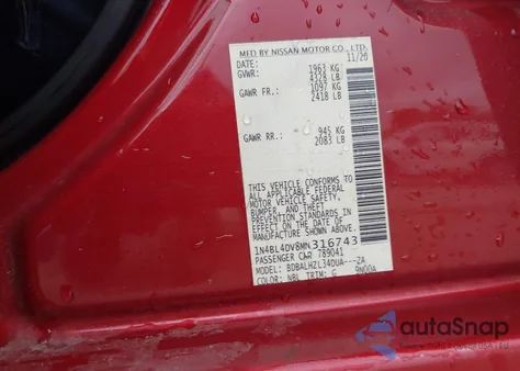 2021 Nissan Altima Sv Fwd from USA, damaged, VIN 1N4BL4DV8MN316743